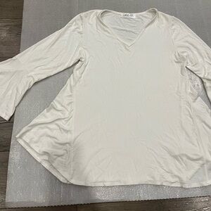 ❤️2/$30❤️[S/M]Cielo Blu Women's White V-Neck Flare Blouse Bell Sleeve